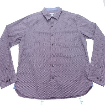Van Heusen Dress Shirt Mens L 16-16.5 Purple Geometric Formal Business Button Up