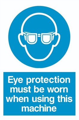 PSA Pflichtschild - Augenschutz bei Maschinengebrauch verwenden - 1,2 mm Hart-PVC