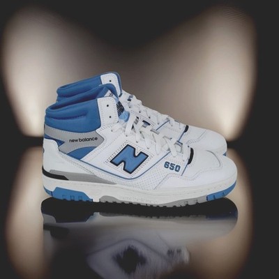 New Balance 650 White  High Top Heritage Blue Sz 12          