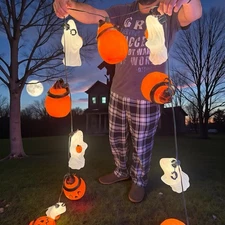 25 Vintage Empire 9" Halloween Ghost JOL  Light String Topper Tabletop Blow Mold