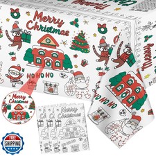 3 Pack Merry Christmas Coloring Table Cloth for Kids - Large Pape
