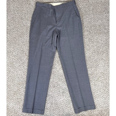 Vintage Polo Ralph Lauren Trousers Mens 34 Grey 100% Wool Pleated Cuffed Pants