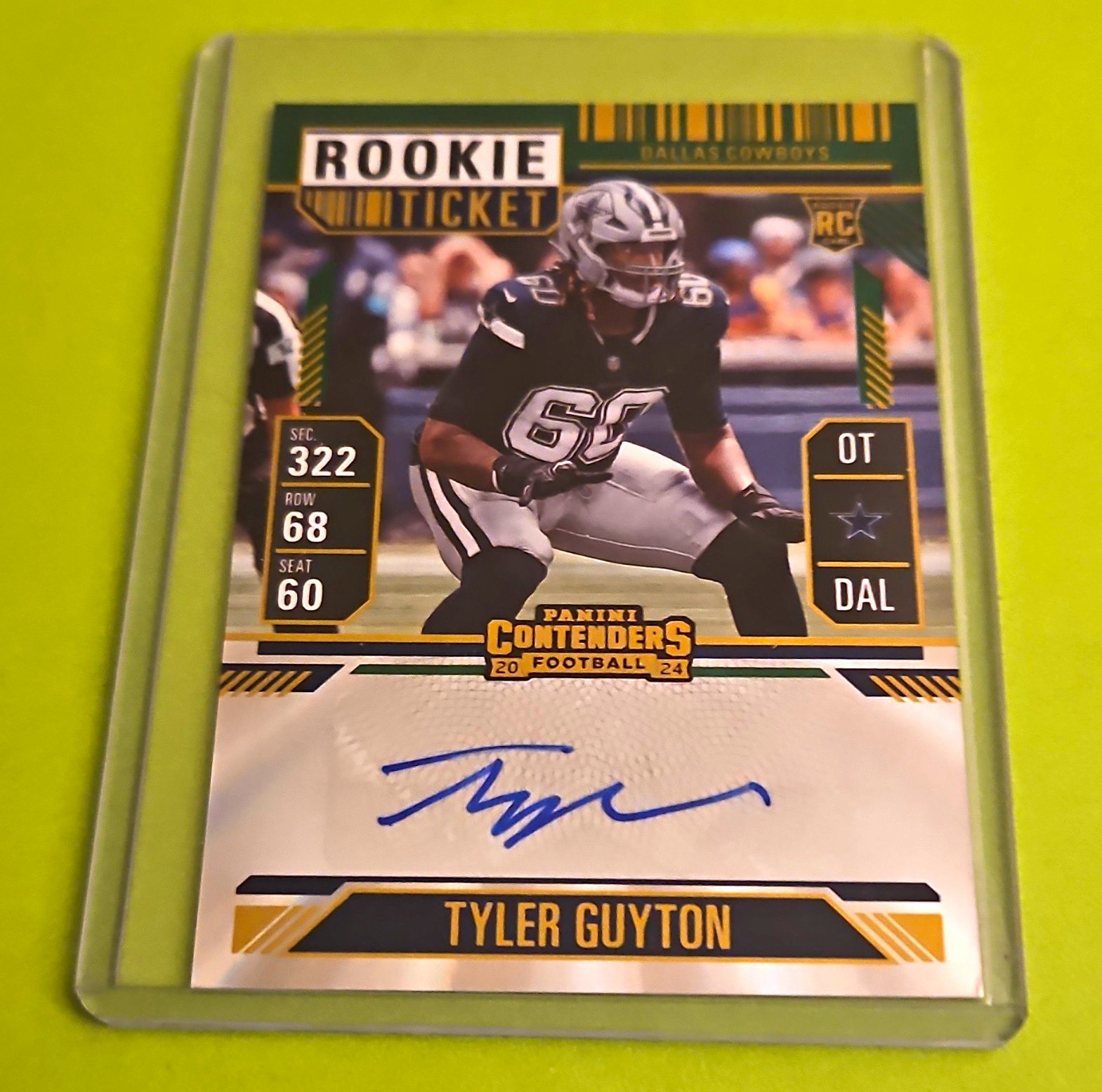 Panini 2024 Contenders Football Tyler Guyton Rookie Ticket Auto #169 Cowboys