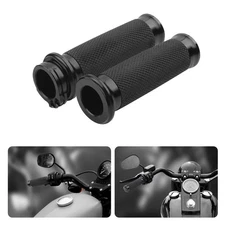 2 Pcs Black Handle Bar Hand Grips Fit For Harley Touring Sportster XL883 XL1200