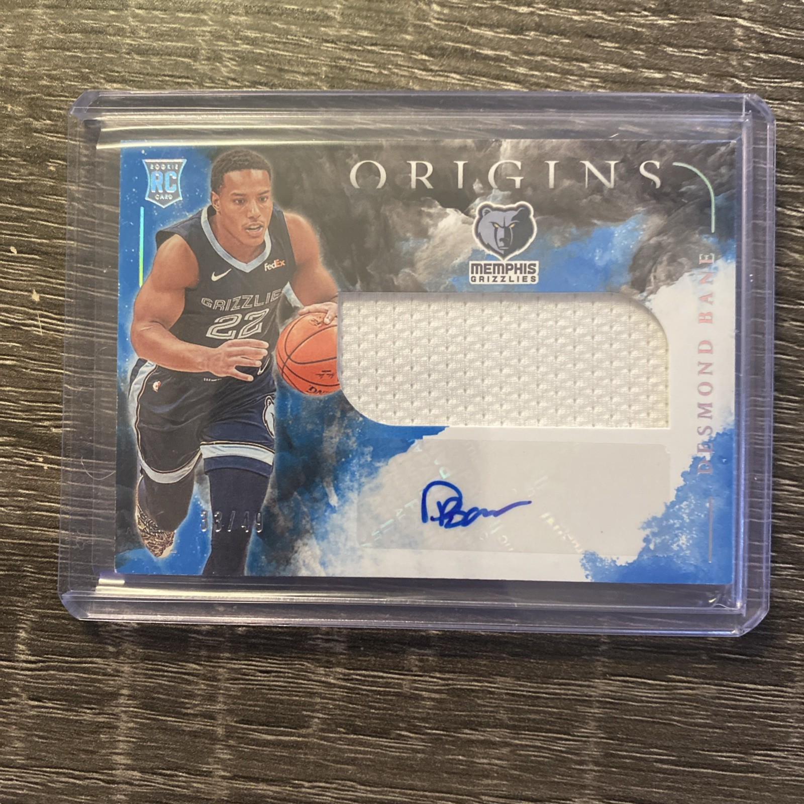 DESMOND BANE  RC RPA RJA  33/49 Patch Auto 2020-21 ORIGINS Blue Grizzlies