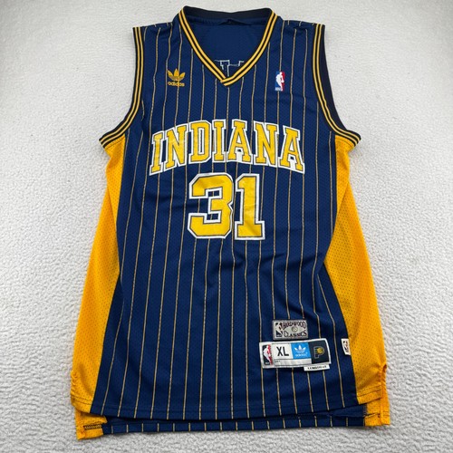adidas Indiana Pacers Reggie Miller Jersey Men XL Blue Stitched Hardwood Classic