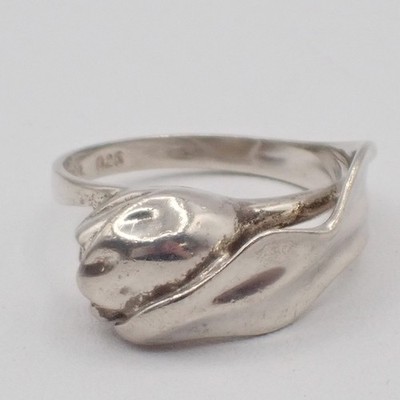 Tiffany & Co. Logo Tulpe Ring Sterlingsilber 925 US Größe 4,0-4,5 01KC079