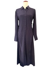 Madewell Ruched Midi Shirtdress~Size 0~Navy Foulard Easy Fit Print NWT L5 10