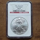 2001 P American Eagle 1 Ounce .999 Silver Bullion Coin • First Strikes MS69 NGC