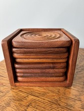 GoodWood Genuine Teak Wood 8 Square Coasters ...