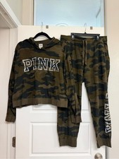 PINK Victoria's Secret Olive Camo Joggers - Green Black