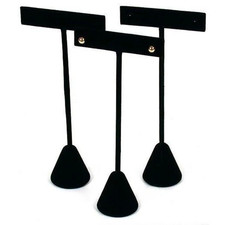 3 Black Velvet Earring T Stand Showcase Displays 5.75"