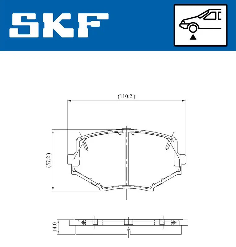 SKF Scheibenbremse Bremsbelag VKBP 80564 A - 4er Set - Position Vorderachse Höhe 77 mm Länge 134 mm Breite 83 mm Dicke 14 mm - OE Qualität - Bild 2