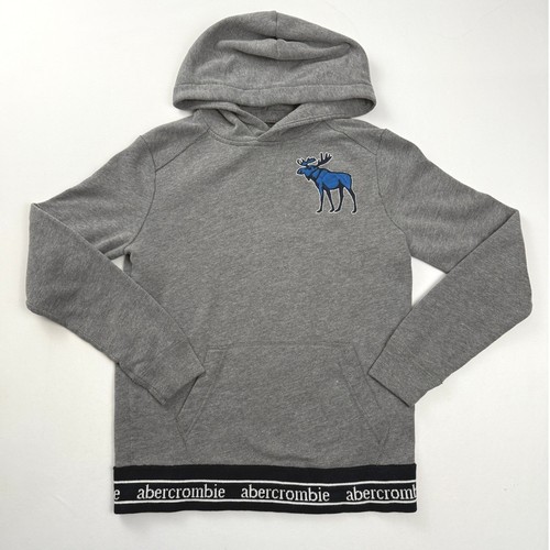 Abercrombie Kids Hoodie Pullover Moose Logo Gray Sweatshirt Size 11/12