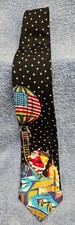 Vintage Wembley 100% Silk Neck Tie Patriotic Christmas Santa Made in the USA