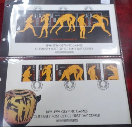 GB QEII FDC x 2. Guernsey Post Office 1896/1996 Olympic Games (411)