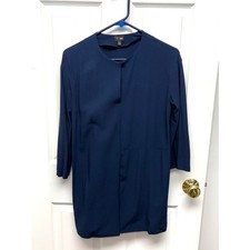 UniQlo Dress, Navy Blue Shift Gusseted Elbow, One Button Closure Women’s Size M