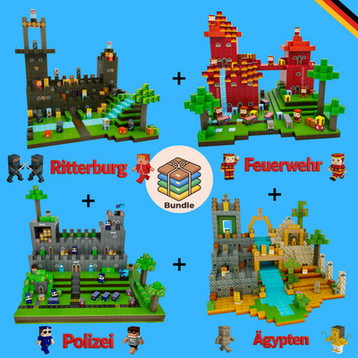 Magnetische Bausteine 600 Teile XXL Bundle Ritterburg Polizei Feuerwehr Ägypten