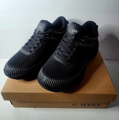 G WEST Womens Size 8 Black Mesh Flexible Running Shoes 