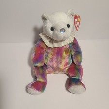 TY Beanie Baby April Birthday Bear with Neck Ruffle Stuffed Animal Plush Toy