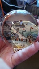 Antique Victorian Blackpool Souvenir Glass Paperweight North Pier View c.1900