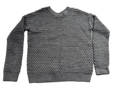 VGC SZ L Vince Textured Chunky Unisex Knit Sweater Cashmere Cotton Gray RP 128