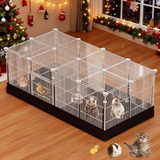 22 Panels Small Animal Playpen, Guinea Pig Cage with Doors  Waterproof Mat, ...
