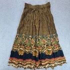 Cross Towne Womens Boho Ethnic Print Maxi Skirt Yellow Black Floral Size L