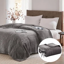 Degrees of Comfort King Electric Blanket with Dual Controls, Large King, Grey 
