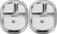 Stainless Steel Divided Plates, Kids Toddlers Babies Tray, BPA Free, Diet Food C