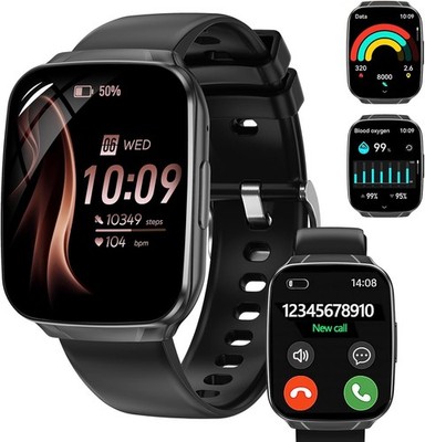 Smartwatch Damen Herren, 1.83'' HD Telefonuhr mit Fitness-Tracker, Pulsmesser