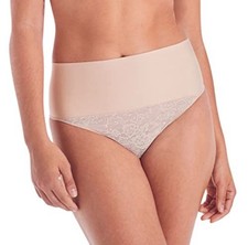 Maidenform Tame Your Tummy Lace Thong Women's Shapewear Underwear Nude XL