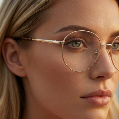 Pucci Brille EP5244 032 Gold Vollrand Metall Rund Gestell 55mm
