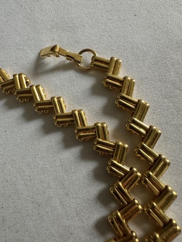 Collana catena zig zag vintage tono oro tenuta 19" - Foto 4 di 8