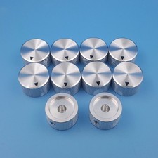 10Pc Amplifier Audio Volume Rotary Knob 6.4mm 1/4'' Silver Aluminum 25 x 15.5mm