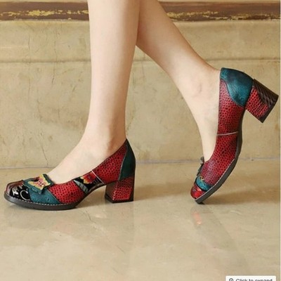 Obiono Hand Painted Colorful Shoes Butterfly Floral Indie Chunky Retro Size 38