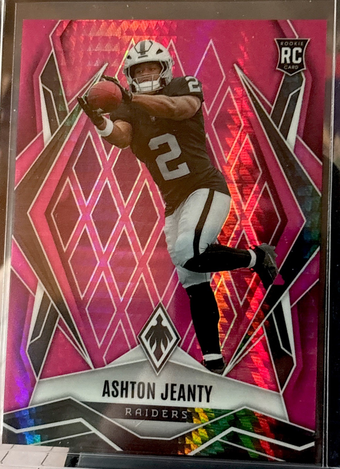 2025 Panini Phoenix Ashton Jeanty Raiders Pink Hyper Rookie #158 /299