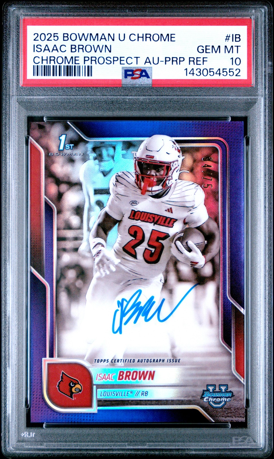 2025 Bowman U. Chrome #BCA-IB Isaac Brown Auto Purple Refractor PSA 10 #/75