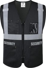 Multi Pockets High Visibility Black Safety Vest for Men and Women, Hi-Vis Reflec