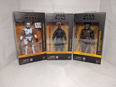 Hasbro Star Wars Blk Series Mixed Lot Of 3 Figs:Imprl Comndo, Darth Maul, Brutus