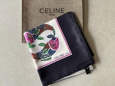 CELINE Silk Scarf Flower  Animal Design Unused Near Mint