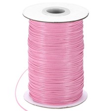 175 Yards 1mm Waxed Polyester Cord with Spool for Jewelry Making, Light Pink