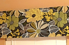 Brown Yellow Green Botanical Floral Flower Boho Window curtain valance 54x15