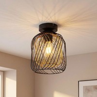 Deckenlampe Deckenleuchte Wohnzimmerlampe Metall Gitter Schwarz Gold H 24,5 Cm