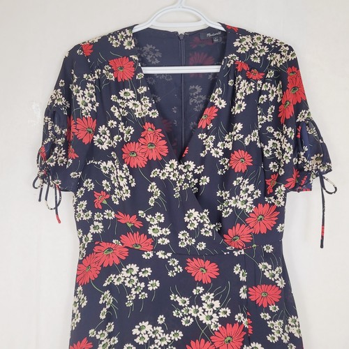 Madewell Hillside Daisies black and red midi wrap dress SZ 4 romantic summer - Picture 6 of 13