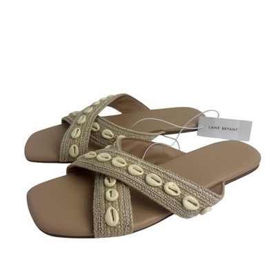 Lane Bryant Shoes Women 11W Beige Dream Cloud Criss Cross Slide Sandals FlipFlop