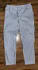 GU Womens Striped Tapered Ankle Pants Size L Blue/White Elastic Waist Pull On — photo 1