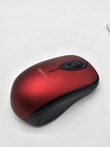 Amazonbasics Wireless Mouse with Dongle - Red - Picture 2 of 4