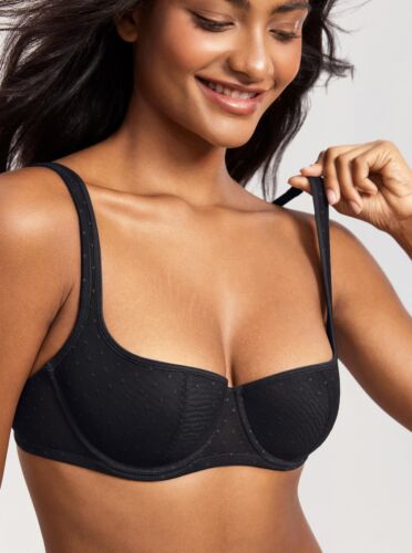 DOBREVA Women's Balconette Bra Padded Plus Size Wide Cushioned Straps Black 36B - Picture 2 of 5