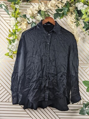 black satin button down blouse